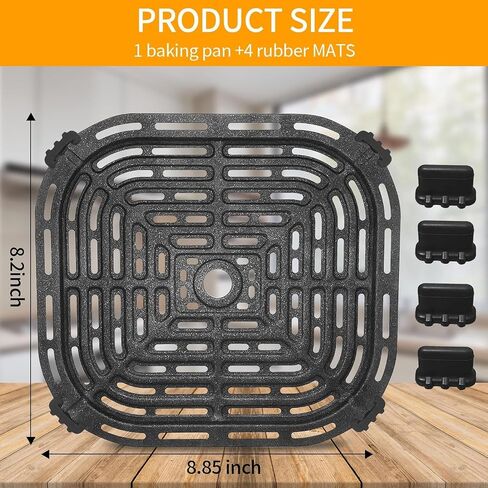 Air Fryer Grill Pan for Chefman 6QT Paris Hilton 6 Quart 8 in 1 Air Fryer, 8.85×8.2'' Food Grade Nonstick Replacement Rack Parts Tray Grill Crisper Plate for Paris Hilton Air Fryer, Dishwasher Safe in Kuwait
