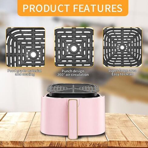 Air Fryer Grill Pan for Chefman 6QT Paris Hilton 6 Quart 8 in 1 Air Fryer, 8.85×8.2'' Food Grade Nonstick Replacement Rack Parts Tray Grill Crisper Plate for Paris Hilton Air Fryer, Dishwasher Safe in Kuwait