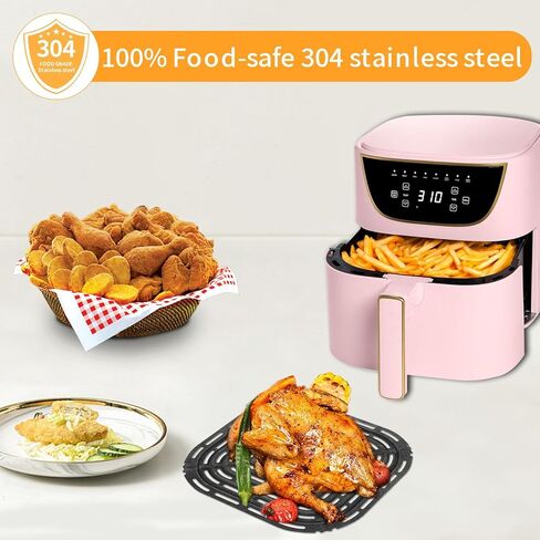 Air Fryer Grill Pan for Chefman 6QT Paris Hilton 6 Quart 8 in 1 Air Fryer, 8.85×8.2'' Food Grade Nonstick Replacement Rack Parts Tray Grill Crisper Plate for Paris Hilton Air Fryer, Dishwasher Safe in Kuwait