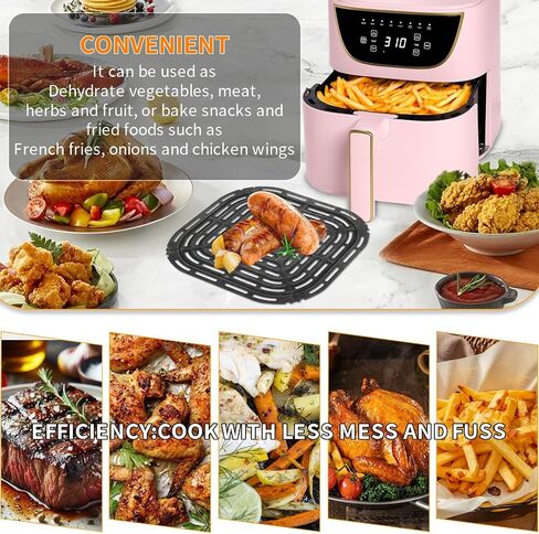 Air Fryer Grill Pan for Chefman 6QT Paris Hilton 6 Quart 8 in 1 Air Fryer, 8.85×8.2'' Food Grade Nonstick Replacement Rack Parts Tray Grill Crisper Plate for Paris Hilton Air Fryer, Dishwasher Safe in Kuwait