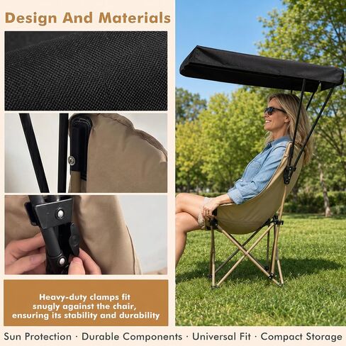 Chair Umbrella with Adjustable Clamp, Sun Shade for Beach & Camping Chairs | Portable Chair Umbrella 32.3 × 21.3 in Sun Shade, Fits Round Metal Tubes Up to 0.71", Camping, Lawn, Fishing & Wheelchairs in Saudi Arabia