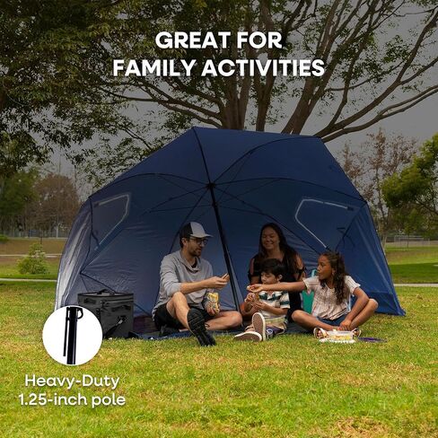 Sport-Brella Premiere XL UPF 50+ Umbrella Shelter with Patented Side Panels, Heavy-Duty 1.25 Inch Center Pole, Auger Anchor for Sand and Grass, 9 Foot Canopy, Seashell Gray in Saudi Arabia