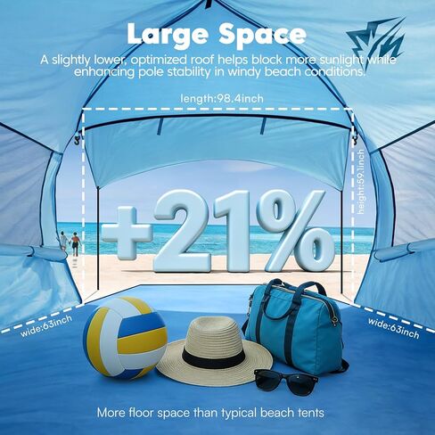 Purebox Beach Tent Sun Shelter - 2/3/4 Person UPF 50+ UV Protection Tents with Canopy, Easy Setup Lightweight Beach Shade Tent, Portable Beach Cabana Sun Shade Shelter | UPF 50+ UV Protection, Lightweight & Easy Setup, Portable Beach Shade Tents in Saudi Arabia