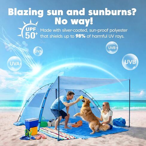 Purebox Beach Tent Sun Shelter - 2/3/4 Person UPF 50+ UV Protection Tents with Canopy, Easy Setup Lightweight Beach Shade Tent, Portable Beach Cabana Sun Shade Shelter | UPF 50+ UV Protection, Lightweight & Easy Setup, Portable Beach Shade Tents in Saudi Arabia