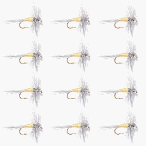 PMD 12 Pack – Premium Hand Tied Dry Flies for Fly Fishing – Realistic Pale Morning Dun Mayfly Pattern – High Floating, Hatch-Matching Trout Fly Set in Kuwait