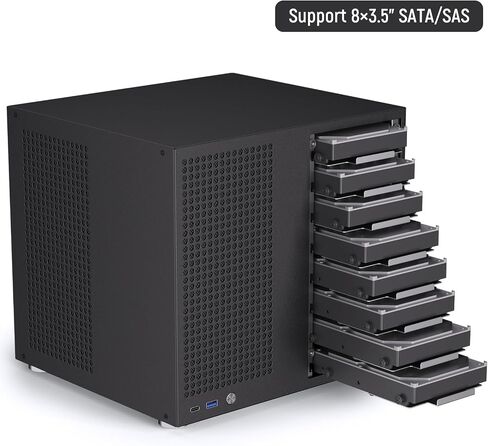 8 Bay NAS Case, Support MATX ITX Motherboard & ATX PSU, SATA & SAS HDD Compatible, 8x3.5 Hot-Swap + 2x2.5 SSD, Dual-Chamber NAS PC Case Support 4 Fans Mounting, Black in Saudi Arabia