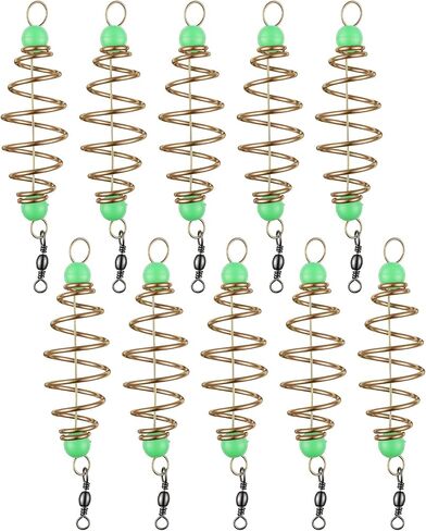 10Pcs Luminous Fishing Bait Traps, Portable Trap Cage Feeder | Stainless Steel Fishing Bait with Holder Basket Fishing Equipment for Catfish, Carp, Mullet, Dough, Chicken Liver, Pack Bait in Saudi Arabia