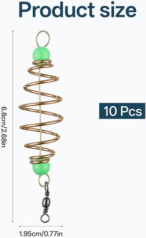 10Pcs Luminous Fishing Bait Traps, Portable Trap Cage Feeder | Stainless Steel Fishing Bait with Holder Basket Fishing Equipment for Catfish, Carp, Mullet, Dough, Chicken Liver, Pack Bait in Saudi Arabia