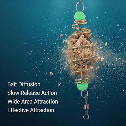 10Pcs Luminous Fishing Bait Traps, Portable Trap Cage Feeder | Stainless Steel Fishing Bait with Holder Basket Fishing Equipment for Catfish, Carp, Mullet, Dough, Chicken Liver, Pack Bait in Saudi Arabia