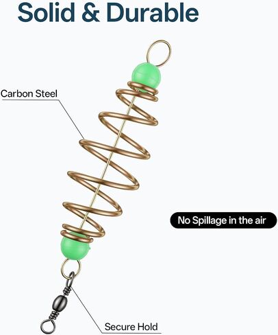 10Pcs Luminous Fishing Bait Traps, Portable Trap Cage Feeder | Stainless Steel Fishing Bait with Holder Basket Fishing Equipment for Catfish, Carp, Mullet, Dough, Chicken Liver, Pack Bait in Saudi Arabia