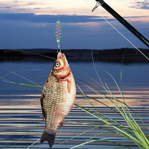 10Pcs Luminous Fishing Bait Traps, Portable Trap Cage Feeder | Stainless Steel Fishing Bait with Holder Basket Fishing Equipment for Catfish, Carp, Mullet, Dough, Chicken Liver, Pack Bait in Saudi Arabia