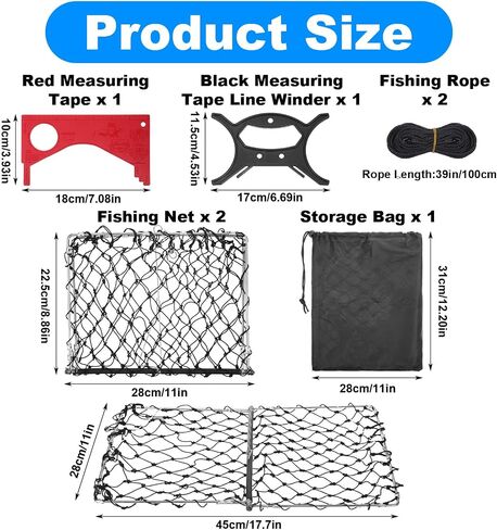 2 Set Castable Crab Trap Kit, Foldable Crab Snare with Rope, Gauge and Storage Bag for Dungeness, Fish, Blue Crabs & Lobster, Crabbing Equipment for Pier, Jetty & Surf Fishing in Saudi Arabia