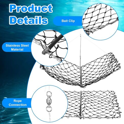 2 Set Castable Crab Trap Kit, Foldable Crab Snare with Rope, Gauge and Storage Bag for Dungeness, Fish, Blue Crabs & Lobster, Crabbing Equipment for Pier, Jetty & Surf Fishing in Saudi Arabia