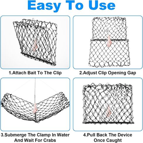 2 Set Castable Crab Trap Kit, Foldable Crab Snare with Rope, Gauge and Storage Bag for Dungeness, Fish, Blue Crabs & Lobster, Crabbing Equipment for Pier, Jetty & Surf Fishing in Saudi Arabia