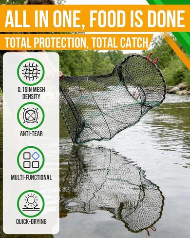 2Set Collapsible Fish Trap, Crawfish Trap, Crab Trap, Foldable Fishing Net with 10 Meter Rope for Freshwater & Saltwater, Bait Trap for Shrimp, Catfish, Lobster Portable Folded Fishing Accessories in Saudi Arabia