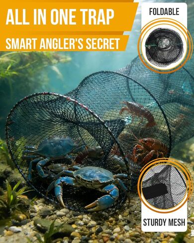 2Set Collapsible Fish Trap, Crawfish Trap, Crab Trap, Foldable Fishing Net with 10 Meter Rope for Freshwater & Saltwater, Bait Trap for Shrimp, Catfish, Lobster Portable Folded Fishing Accessories in Saudi Arabia