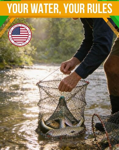2Set Collapsible Fish Trap, Crawfish Trap, Crab Trap, Foldable Fishing Net with 10 Meter Rope for Freshwater & Saltwater, Bait Trap for Shrimp, Catfish, Lobster Portable Folded Fishing Accessories in Saudi Arabia