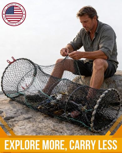 2Set Collapsible Fish Trap, Crawfish Trap, Crab Trap, Foldable Fishing Net with 10 Meter Rope for Freshwater & Saltwater, Bait Trap for Shrimp, Catfish, Lobster Portable Folded Fishing Accessories in Saudi Arabia