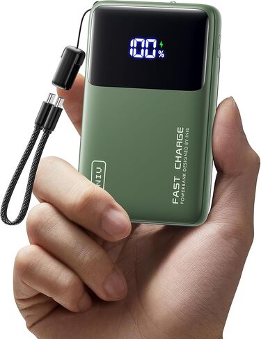 INIU Power Bank, Compact 10000mAh 45W PD Fast Charging Portable Charger | Detachable USB-C Cable, Stand, Flight-Safe, Travel, Flashlight, Battery Pack for iPhone 17 16, Samsung S26, iPad etc in Kuwait