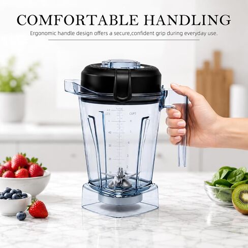 48oz Low Profile Blender Pitcher Compatible with Vitamix 5200 5300 750 7500 5000 6300 E310 E320, Replacement Container with Upgraded Stainless Steel Blades, Fits Classic & Explorian Series in Saudi Arabia