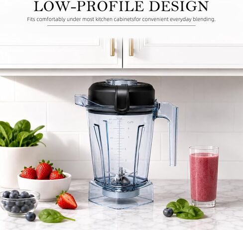 48oz Low Profile Blender Pitcher Compatible with Vitamix 5200 5300 750 7500 5000 6300 E310 E320, Replacement Container with Upgraded Stainless Steel Blades, Fits Classic & Explorian Series in Saudi Arabia