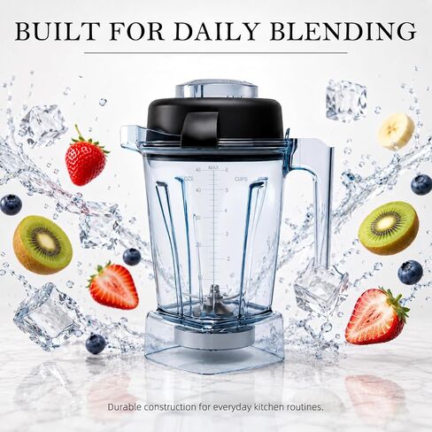 48oz Low Profile Blender Pitcher Compatible with Vitamix 5200 5300 750 7500 5000 6300 E310 E320, Replacement Container with Upgraded Stainless Steel Blades, Fits Classic & Explorian Series in Saudi Arabia