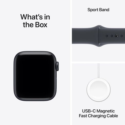 Apple Watch SE 3 مقاس 40 ملم مزودة بنظام تحديد المواقع العالمي هيكل من الألومنيوم مع حزام رياضي منتصف الليل - صغير/متوسط ​​(متجدد) in Kuwait