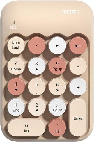 Sahara - Wireless Numeric Keypad, Retro Round Keycaps, Portable Number Pad with Ergonomic Design, USB Receiver, Compatible with Laptop/Desktop PC (Pink) in Saudi Arabia