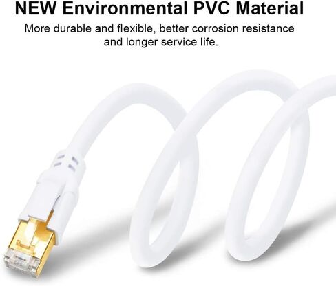Yauhody CAT 8 Ethernet Cable 15FT, 40Gbps High Speed SFTP 2000MHz Gigabit Internet Network LAN Patch Cord with Gold Plated RJ45 Connector for Gaming, Router, Modem, Switches, Hub, PC(15ft, White) in Saudi Arabia
