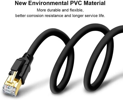 Yauhody CAT8 Ethernet Cable 65FT, High Speed 40Gbps 2000MHz SFTP Internet Network LAN Wire Cables with Gold Plated RJ45 Connector for Router, Modem, PC, Switches, Hub, Laptop, Gaming (65ft,Black) in Saudi Arabia