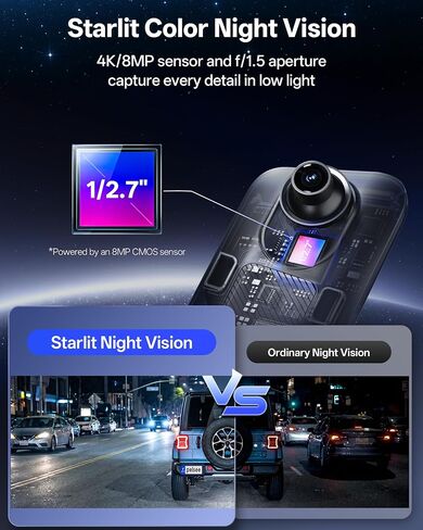 Pelsee S12 Native 4K + 2.5K Mirror Dash Cam, 64GB Card Included, GPS | 8MP Starlit Color Night Vision, Rear View Mirror Camera w/ WiFi 6, 12" Touch Screen, Backup Assist for Cars Trucks Vans RVs in Kuwait