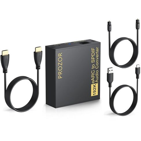 PROZOR HDMI eARC/ARC to Optical Audio Adapter, eARC Audio Extractor | Supports PCM 2.0, Dolby 5.1, DTS 5.1 Audio Formats, eARC Audio Extractor for TV to Soundbar Amplifier Home Theater in Kuwait