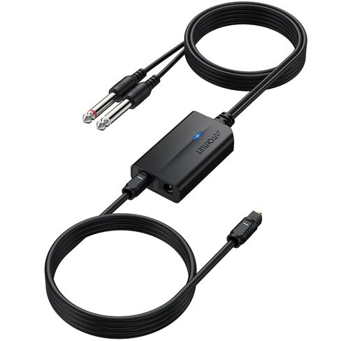AUTOUTLET Optical to Dual 6.35mm Converter, 192kHz Toslink SPDIF to Dual 1/4" Male Stereo Analog Audio Adapter with Integrated Cable and Optical Cable for Amplifier, Powered Speaker, Mixer in Saudi Arabia