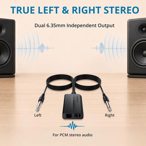 AUTOUTLET Optical to Dual 6.35mm Converter, 192kHz Toslink SPDIF to Dual 1/4" Male Stereo Analog Audio Adapter with Integrated Cable and Optical Cable for Amplifier, Powered Speaker, Mixer in Saudi Arabia