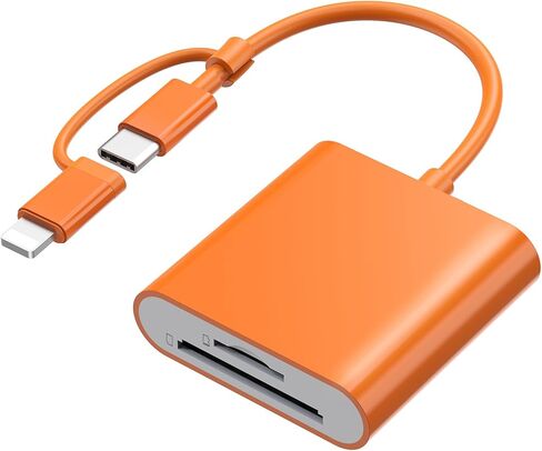 SD Card Reader for iPhone USB C & Lightning, SD Card Adapter Memory Card Reader for Digital Camera Adapter to iPhone/iPad/Mac, Support SD/MicroSD/TF/Sim Card, Camera Accessories, Plug and Play in Saudi Arabia