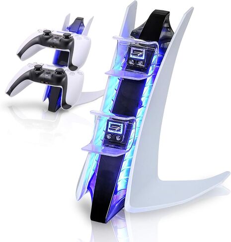 PS 5 Controller Charger, with LED Lights and Charger Cable, PlayStation 5 Dual Controller Charging Station - Fast and Sleek Charging Solution in Saudi Arabia