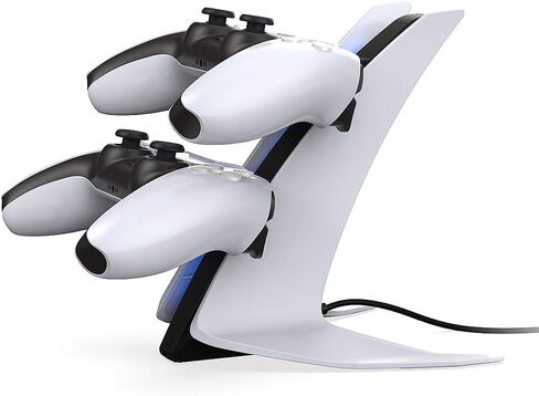 PS 5 Controller Charger, with LED Lights and Charger Cable, PlayStation 5 Dual Controller Charging Station - Fast and Sleek Charging Solution in Saudi Arabia