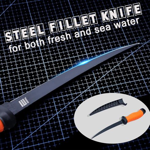 6pc Fishing Tool Kit - Safe Resistant Fishing Pliers with Lanyard, Fillet Knife, Floating Fish LipFishing Braid,Scissors Gripper, Tool Retractor, Fishing Gifts for Men in Saudi Arabia