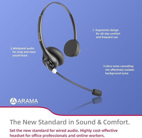 Arama Cell Phone Headset with Mic, 3.5mm Wired, USB-C Adapter | Answer Button, Noise Cancelling Mic, All-Day Comfort, Clear Voice Calls, iPhone, Andriod, Tablet, Zoom, Teams, Skype in Saudi Arabia