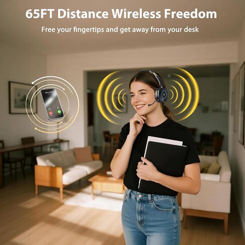 Bluetooth Headset with Microphone, Wireless Headset AI Noise Cancelling, Dual-Mode Bluetooth 6.0 & 2.4G Dongle, Wireless Headphones for 45H Work RGB/HUB Base, Meeting/Office/PC/Phone/Teams/Zoom in Saudi Arabia