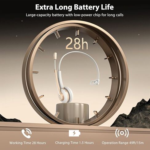 Bluetooth Headset with Microphone USB Dongle for Office | Wireless Headset with Mic, AI Noise Canceling, Charging Base, Mute Function V5.2 for Computer/Phone/Work/Skype in Saudi Arabia