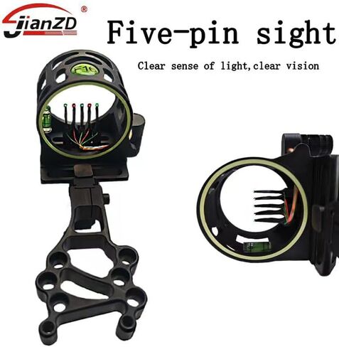 5-Pin 0.019 Fiber Optics Bow Sight with Light for Compound Bow | Aluminum Machined, Tool-free micro adjustment, Hi-Vis Level for Archery,all-weather use in Saudi Arabia