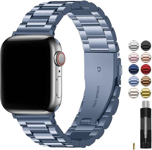 Fullmosa Metal Band with Case for Apple Watch 45/44/42/46/49/41/40/38mm | Fits iWatch Series 11 10 9 8 7 6 5 4 3 2 1 SE3/2/1 Ultra3/2/1,Stainless Steel Strap for Men Women Professional Office Black in Saudi Arabia