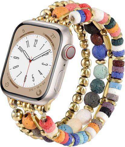 VISOOM Beaded Boho Bracelet Compatible for Apple Watch Band 40mm/38mm/41mm/42mm Iwatch Series 11 10 9 8 7 SE Series 6/5/4 Women Fashion Cute Handmade Crystal Beads Watch Strap for iPhone Bands 3/2/1 in Kuwait