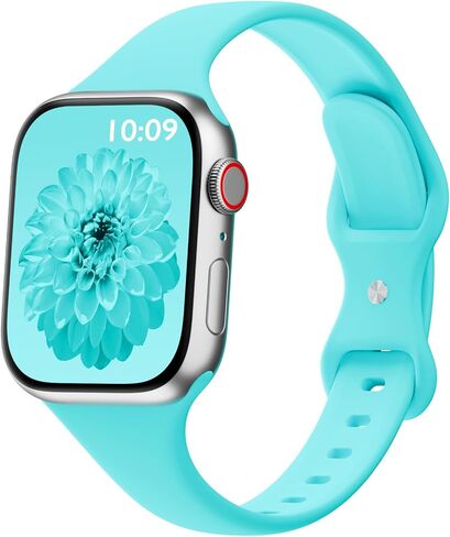 Thin Sport Silicone Slim Band Compatible with Apple Watch Bands Women Men | Soft Narrow Strap Wristband for iWatch 38mm 40mm 41mm 42mm 44mm 45mm 46mm 49mm Series 11/10/9/8/7/SE/6/5/4 Ultra 3 2 1 in Kuwait