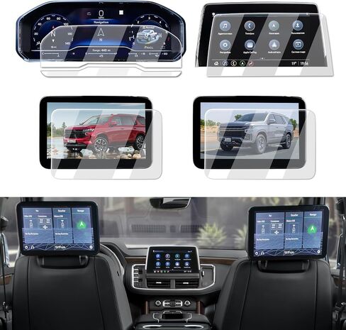 واقي شاشة ECOZEN 2027 Chevy Traverse - 4 قطع Nano Film [ملاحة 17.7 بوصة + شاشة لوحة القيادة 11 بوصة] لملحقات 2024-2026 2027 Traverse & 2024-2026 Silverado EV in Kuwait