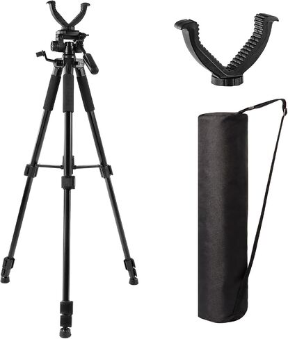 Adjustable Rifle Shooting Tripod, Hunting Rest V Yoke Rifle Rest, Aluminum Alloy Crossbow Shooting Stand with Rifle Clamp 360° Rotation Free Operation 24"-71" Stable Rest in Saudi Arabia