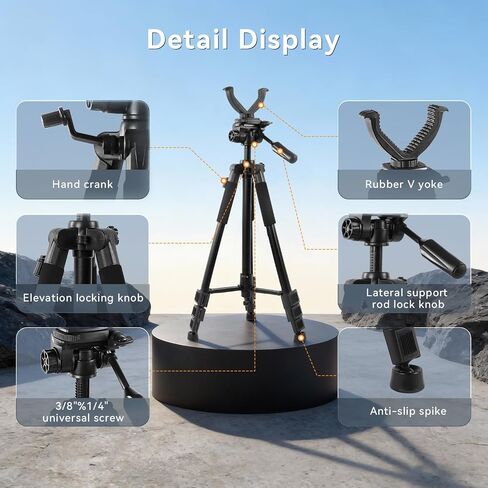 Adjustable Rifle Shooting Tripod, Hunting Rest V Yoke Rifle Rest, Aluminum Alloy Crossbow Shooting Stand with Rifle Clamp 360° Rotation Free Operation 24"-71" Stable Rest in Saudi Arabia