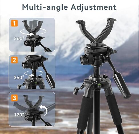 Adjustable Rifle Shooting Tripod, Hunting Rest V Yoke Rifle Rest, Aluminum Alloy Crossbow Shooting Stand with Rifle Clamp 360° Rotation Free Operation 24"-71" Stable Rest in Saudi Arabia