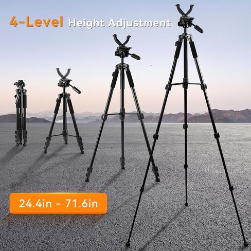 Adjustable Rifle Shooting Tripod, Hunting Rest V Yoke Rifle Rest, Aluminum Alloy Crossbow Shooting Stand with Rifle Clamp 360° Rotation Free Operation 24"-71" Stable Rest in Saudi Arabia